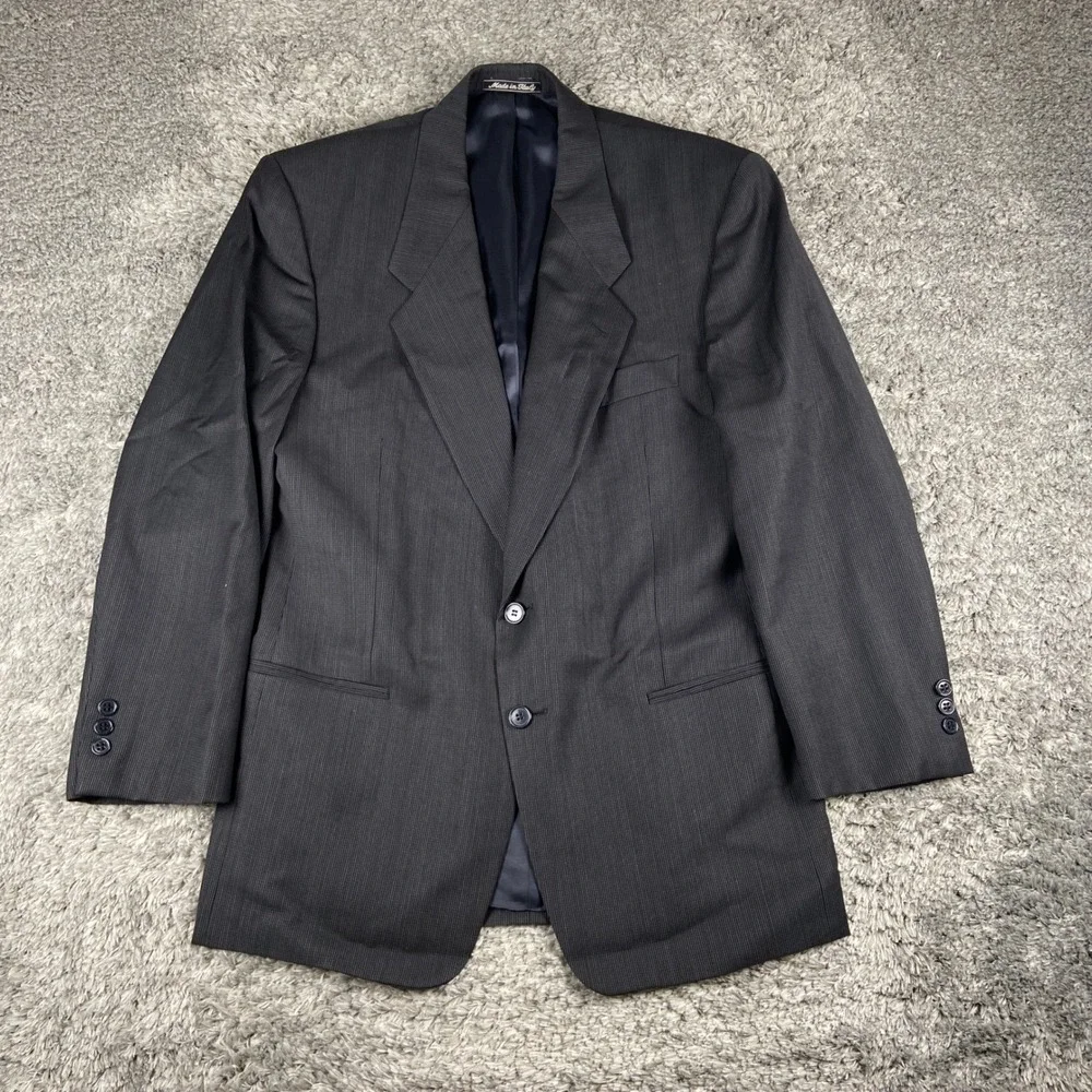 Mani by Giorgio Armani Blazer Mens 40R Grey Wool Pinstripe 2 Button Coat Italy